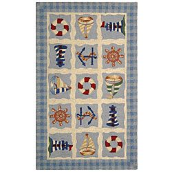 Hand hooked Sailor Ivory Wool Rug (29 X 49)