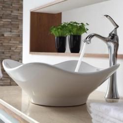 Kraus Bathroom Combo Set White Tulip Ceramic Sink And Ventus Faucet