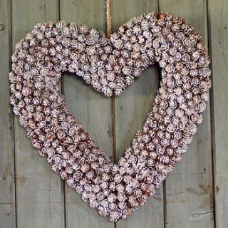 hanging frosty cone heart wreath by drift living