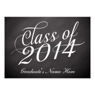 Chalkboard Swirl Class of 2014 Personalized Invites