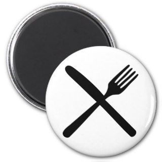 cutlery fork and knife crossed refrigerator magnet