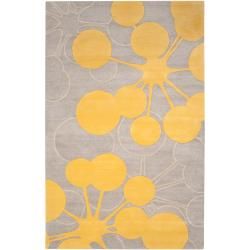 Jef Designs Hand tufted Grey/yellow Contemporary Halesowen Wool Abstract Rug (5 X 8)