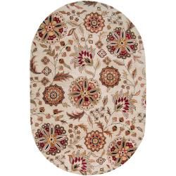 Hand tufted Beige Sacra Floral Wool Rug (6 X 9)