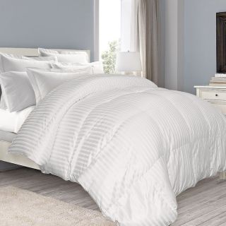 Damask Stripe Extra Warmth White Down Comforter
