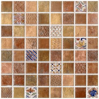 Somertile 7.75x7.75 in Montage Valise 2 Decor Ceramic Tile (pack Of 10)