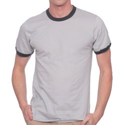 American Apparel American Apparel Fine Jersey Ringer Short Sleeve T shirt (small) Silver Size S