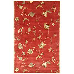 Hand tufted Red/ Gold Wool Rug (36 X 56)