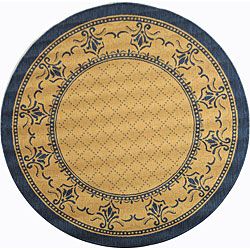 Indoor/ Outdoor Royal Natural/ Blue Rug (67 Round)