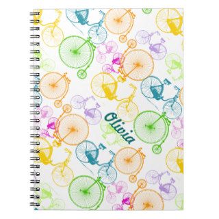 Vintage Modern Bicycle Bright Color Neon Pattern Spiral Notebook