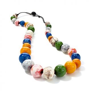 Rara Avis by Iris Apfel Multicolor Marbleized Bead 38" Necklace