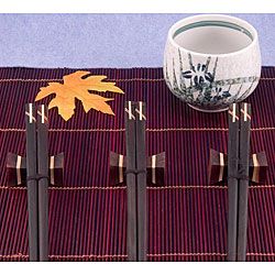 12 piece Inlaid Wood Chopsticks Set