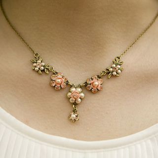 vintage inspired floral peach necklace by this is pretty