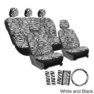 Oxgord Velour Zebra / Tiger Seat Covers 17 piece Set Striped Safary For Low Back Bucket Seats