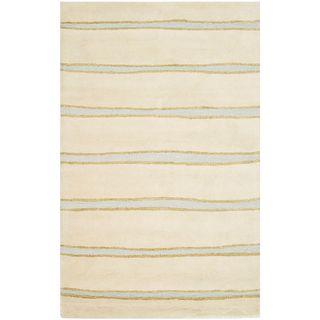Martha Stewart Chalk Stripe Wheat Beige Wool/ Viscose Rug (9 6 X 13 6)