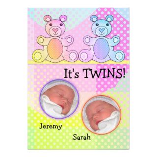 Twin Babies Customizable Photo Birth Announcement