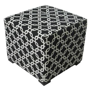 Sole Designs Black/white Geometric print Tufted Ottoman
