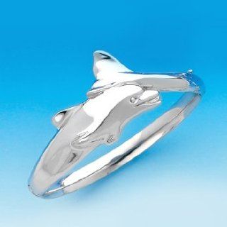 Sterling Silver Dolphin Wrap Bangle Bracelet Jewelry