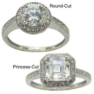 Sterling Silver Princess  or Round cut Cubic Zirconia Ring Cubic Zirconia Rings