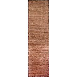 Hand knotted Solid Brown Cheshunt Semi worsted New Zealand Wool Rug (26 X 10)