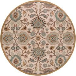 Hand Tufted Brigham Beige Floral Wool Rug (99 Round)