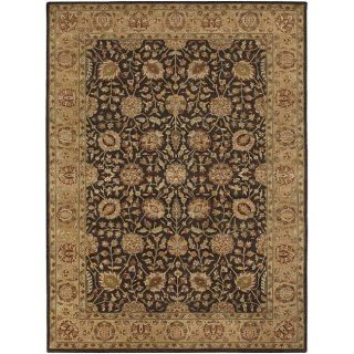 Traditional Hand knotted Mandara Brown Wool Rug (79 X 106)