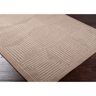 Hand crafted Solid Beige Geometric Manhattan Beige Wool Rug (8 X 11)