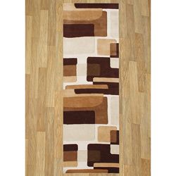 Handmade Dark Brown Wool Rug (3 X 10)