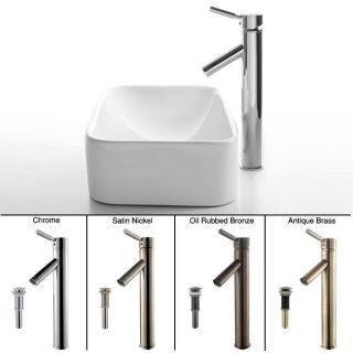 Kraus Bathroom Combo Set White Ceramic Rectangular Sink/sheven Faucet