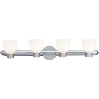 Frisco Brushed Steel Finish Opal Glass 4 light Wall Sconce