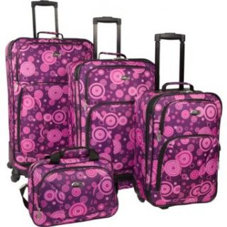 U.S. Traveler Purple Polka Dot 4 Piece Spinner Luggage Set (Purple) Clothing