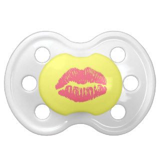 Pink and Yellow Lips Kiss Baby Pacifier