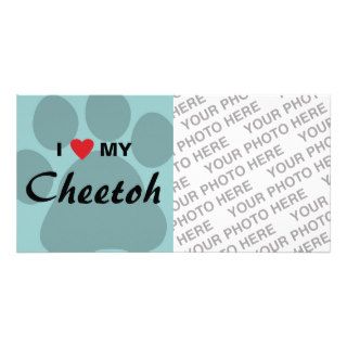 I Love (Heart) My Cheetoh Cat Pawprint Design Photo Cards