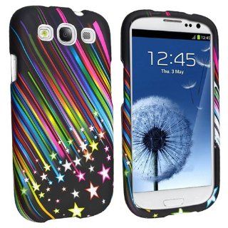 eForCity Snap on Rubber Coated Case Compatible with Samsung Galaxy S III/ S3, Rainbow Star Cell Phones & Accessories