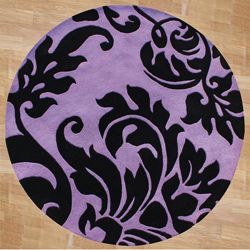 Alliyah Handmade Purple New Zealand Blend Wool Rug (6 Round)