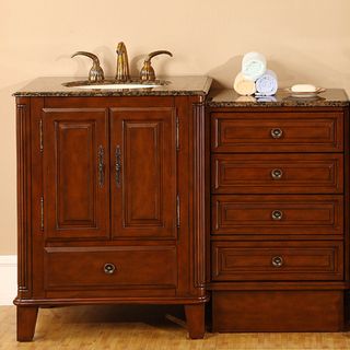 Silkroad Exclusive Granite Top 48.5 inch Single Sink Vanity Cabinet