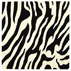Handmade Soho Zebra Wave White/ Black N. Z. Wool Rug (6 Square)