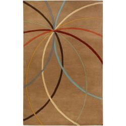 Hand tufted Brown Contemporary Argand Wool Abstract Rug (76 X 96)
