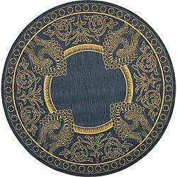 Indoor/ Outdoor Abaco Blue/ Natural Rug (67 Round)