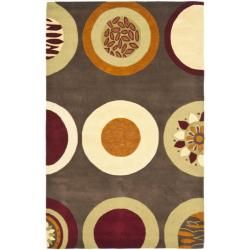Contemporary Handmade Soho Brown/multi New Zealand Wool Rug (76 X 96)
