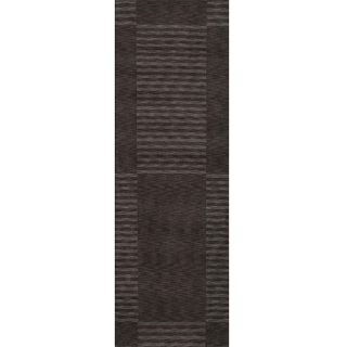 Hand loomed Squares Grey Wool Runner (26 X 8)