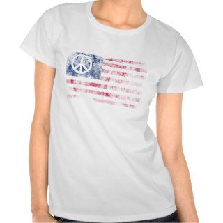 American Flag & Peace Symbol Distressed Design Shirts