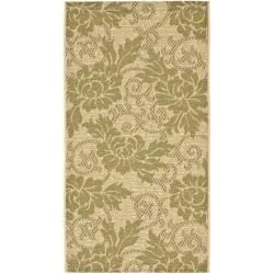 Indoor/outdoor Flower motif Ivory/green Rug (27 X 5)