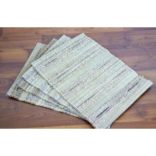 Set of 4 Handwoven Natural Placemats (India) Placemats/Napkins