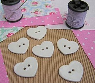 glazed porcelain heart button by carys boyle ceramics