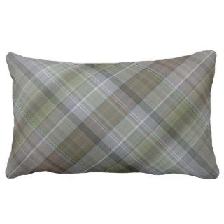 Green grey brown plaid pattern pillow