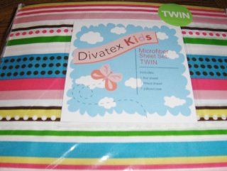 Divatex Kids Sheet Set Twin polka Dots & Stripes   Childrens Pillowcase And Sheet Sets