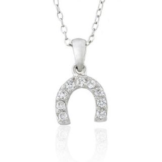 GemJolie Sterling Silver Cubic Zirconia Horseshoe Necklace