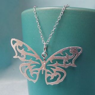 silver butterfly pendant necklace by martha jackson