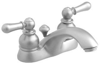 American Standard 7411.712.295 Hampton Two Handle Centerset Lavatory Faucet with Speed Connect Pop Up Drain and Porcelain Levers, Satin Nickel   Touch On Bathroom Sink Faucets  
