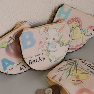 personalised alphabet handmade purse by sarah culleton